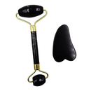 Rolo Pedra de Jade + Placa Gua Sha Massagem Facial Anti Ruga Rolinho Jade Lançamento